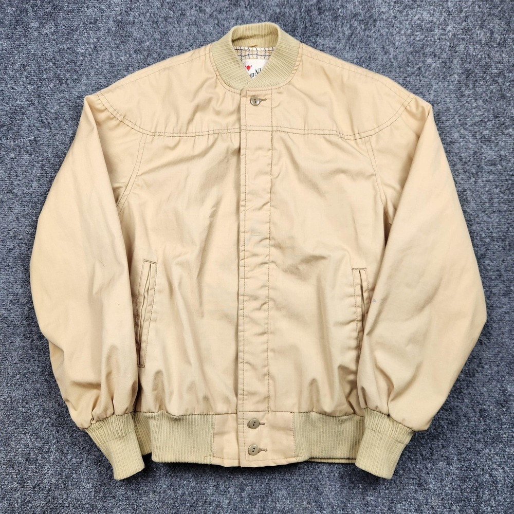 Vintage Land-N-Lakes Jacket Mens Medium Beige Cotton Bomber Talon Zip Lined 60s‎